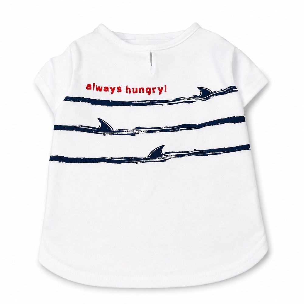 Bond & Co Shark Dog T-Shirt Medium White Funny Always Hungry Tee